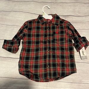 New boys Carters plaid holiday button down 4T